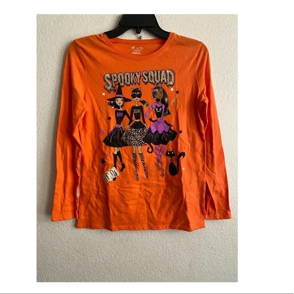 🆕 Children's Place Girls Halloween Squad Graphic Tee 16 🆕